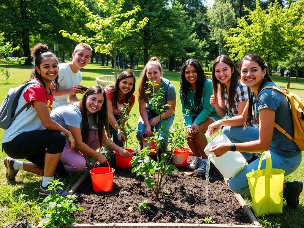 A photo of students working together on a community project, highlighting ASCL's commitment to collective achievements.